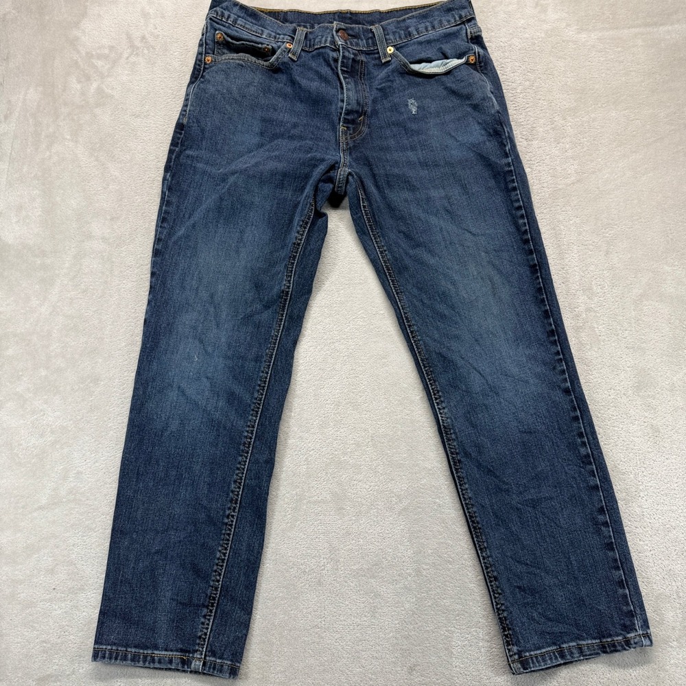Levis's Jeans Mens 32x30 Blue 541 Athletic Taper‎ Dark Wash Distressed Denim